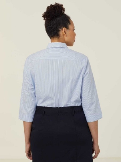Picture of NNT Ladies Avignon Fine Block Stripe Stretch 3/4 Sleeve Shirt
